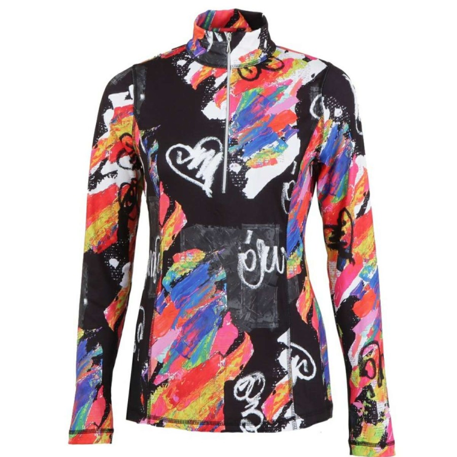 Womens Clothing * | Classical Sno Skins Micro Fiber Print 1/4-Zip Mid-Layer Womens