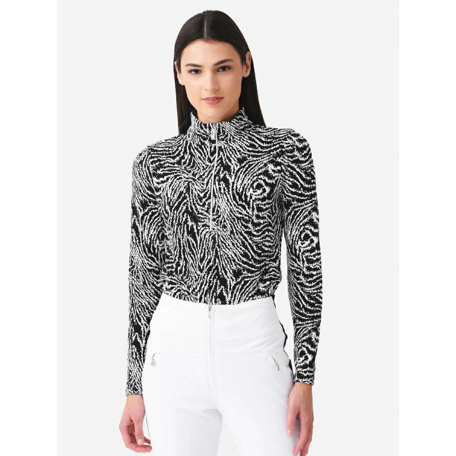 Womens Clothing * | Online Discount Sno Skins Animal Jacquard 1/4 Zip Mid-Layer Womens