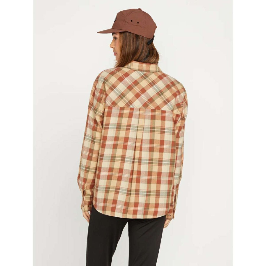 Womens Clothing * | Classical Volcom Plaid To Meet U Long Sleeve Shirt Womens