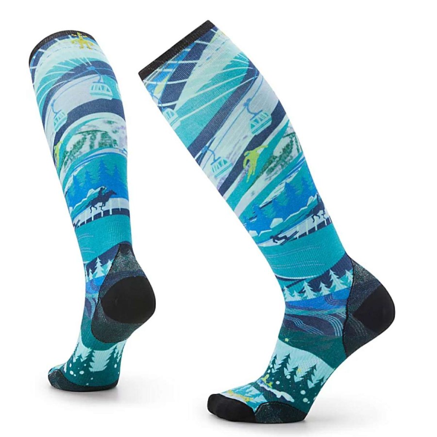 Womens Clothing * | Online Smartwool Ski Zero Cushion Skication Print Over The Calf Socks Womens